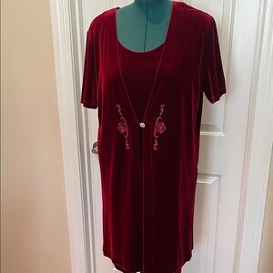 Velvet Embroidered Burgundy Dress Cover-Up 18/20W